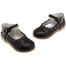 Kids girls black patent shoes