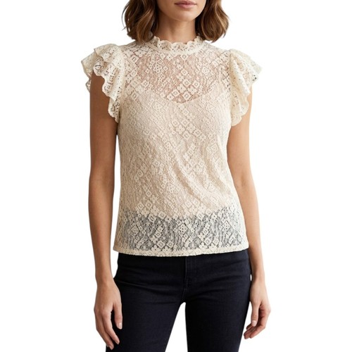 Cream lace ruffle - cream, open