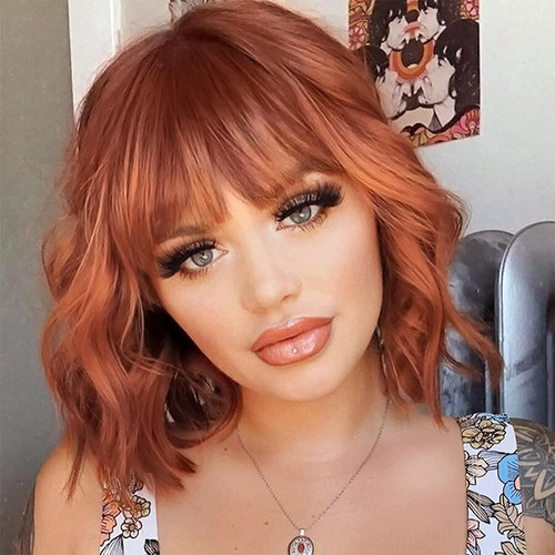 Short pastel wavy bob - short, dark