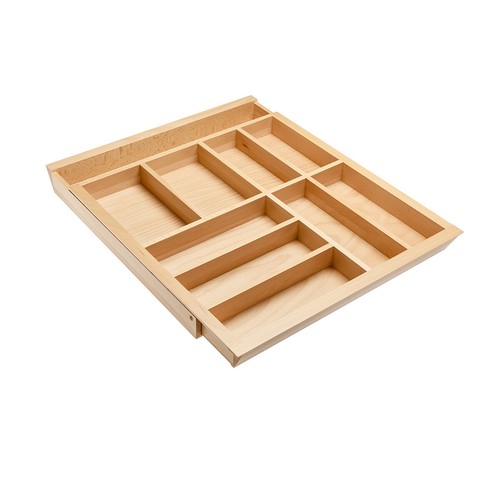 Expandable wooden cutlery tray - wooden,