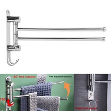 Stainless Steel Swivel Towel Rack Wall Mount Bathroom Holder Fashionable Durable