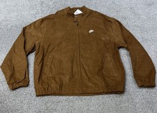 Men’s Nike Corduroy Full Zip Up Brown Jacket Club Harrington - Light Brown - XL