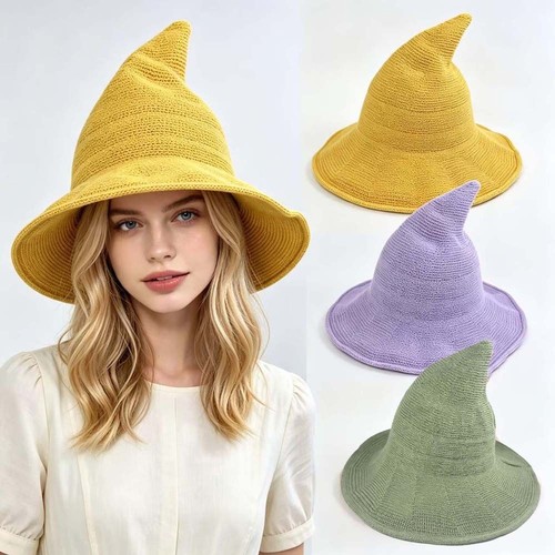 Wide brim wizard cap pointed - cap,