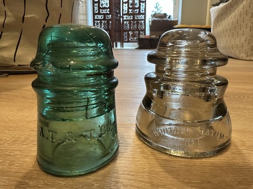 Vintage pair glass telephone - vintage,