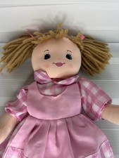 Beautiful Blonde Wool Hair Girl Rag Doll In Outfit Soft Plush Toy Good Condition