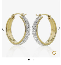 9ct Gold & Silver Bonded Hand Set Crystal Band Hoop Earrings Warren james