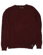 JACK & JONES Womens Boat Neck Jumper Sweater UK 20 2XL Brown Cotton AZ04