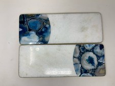 2 Real Marble And Agate Trays 16x6” [b.DQ]