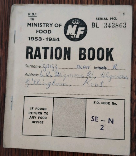 Ministry food ration book - food, _