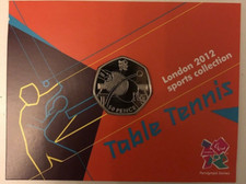 TABLE TENNIS LONDON OLYMPIC 50p COIN ROYAL MINT UNCIRCULATED IN CARD