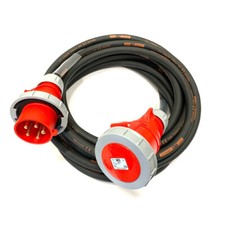 32Amp 415V IP67 5 Pin 3 Phase Extension Lead 6mm² Waterproof Industrial Rubber