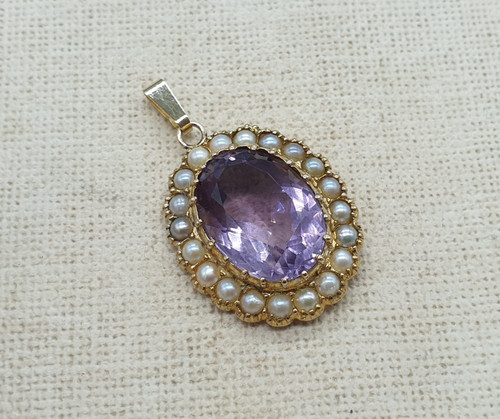 Vintage 9ct gold amethyst - gold, &