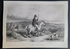 Antique 1852 print - Hunting -