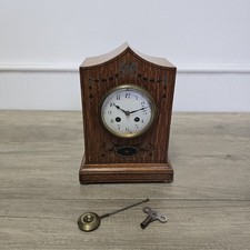 G & B Inlaid Marquetry French Mantel Clock, Paris Chiming With Key And Pendulum