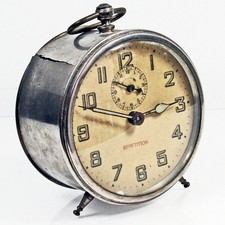 REPETITION VINTAGE CLOCKWORK METAL ALARM CLOCK FOR DISPLAY/PROP/REFURBISH -RSPCA