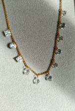 QVC 925 18ct Gold Plated Sterling Silver Diamonique Faceted Gems Necklace NEW?