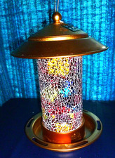 Garden Reflections Solar Moasic Pre Lit Hanging Bird Feeder inc Stand - New