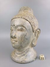 Buddha Head Sculpture Figurine. Stoneware Ceramic Ornament. Indoors/Garden. 9.5"