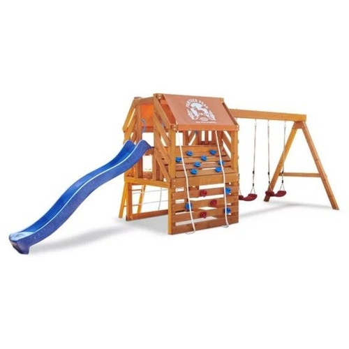 Large wooden swing set slides - set,