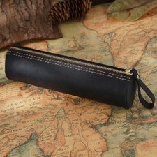 Leather Pencil Case Zipper Bag