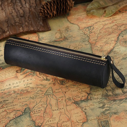 Leather pencil case zipper bag - pencil,