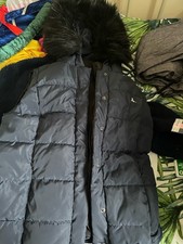 Ladies Jack Wills Stunning Navy Gilet 10 With Fur Hood puffs 