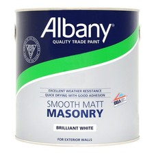 Albany Quality Trade Paint, Smooth Matt Masonry paint, Brilliant White, 2.5l