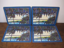 Past Times Vintage placemats. Boxed set of four table mats window design blue