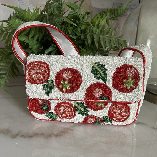 Beaded tomato bag - tomato, purse