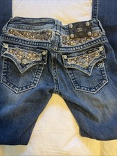 MISS ME Embroidered Distressed