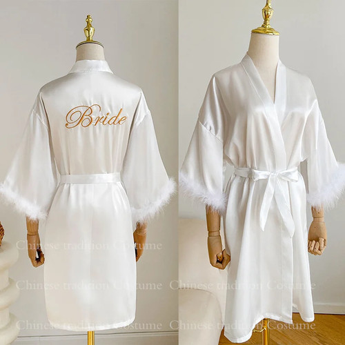 White bride wedding robe - bride, with