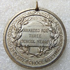Early 1900's Northampton County Council 3 Years School Attendance Medal