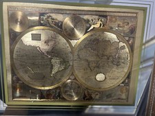 Blaeu Wall Map Gold Foil Framed Large Vintage 