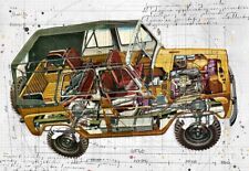 UAZ 469B Technical Line Drawing Cutaway Art Poster Print