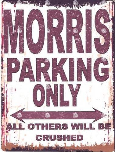 Morris metal parking - morris, sign