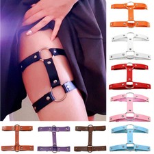 Women Garter Belt Stocking Suspender Faux Leather Harness Ring Gothic 6 COLOURS
