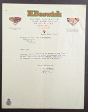 1934 H. Beswick Building Contractor Shop Fitter Wilmot St Derby Art Deco Letter
