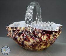 STEVENS & WILLIAMS THORN HANDLE SPATTER ANTIQUE GLASS BON BON POTPOURRI BASKET