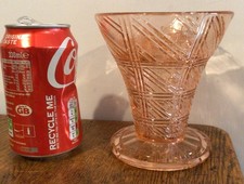 Art Deco Pink Glass Flower Vase With Frog Insert 