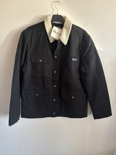 Mens Penfield Jacket In Black With Borg Fleece Lining Size Medium