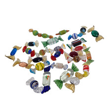 Bundle of 40 Murano Style Glass Art Candy Ornaments Mixed Colours Collectibles 