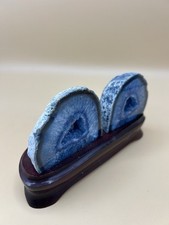 Blue Agate Geode Bookends Polished Crystals