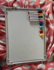 Magnetic Whiteboard Wall Hanging 10 Colour Magnets Marker Pens Memo Notice Board