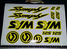 Sym Symply 1, 2 Stickers / Decals YELLOW & Black 14 piece printed vinyl, 50,125,