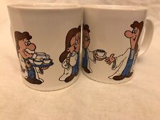 Tetley Tea Folk Mugs Cups Kiln Craft Pair Of Ceramic Gaffer Sydney Vintage