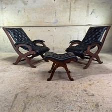 Pair of 40s Spanish Slipper Chairs with Footstool – Pierre Lottier for Valenti