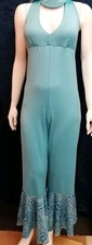 Ladies 1970s Style Disco Jumpsuit & Hat Costume Fancy Dress Sexy Size S 10/12