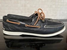 TIMBERLAND BOAT DECK SHOES CLASSIC 2 EYE BLUE LEATHER NAVY SIZE 7.5UK