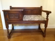 Genuine Wood Bros Old Charm Light Oak Hall Table/Seat with Original Cushion