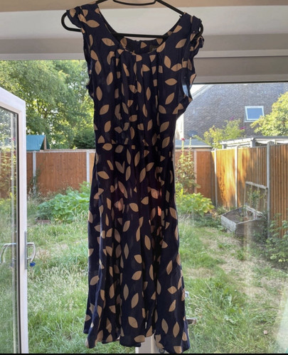 Apricot navy leaf print fit - print, &